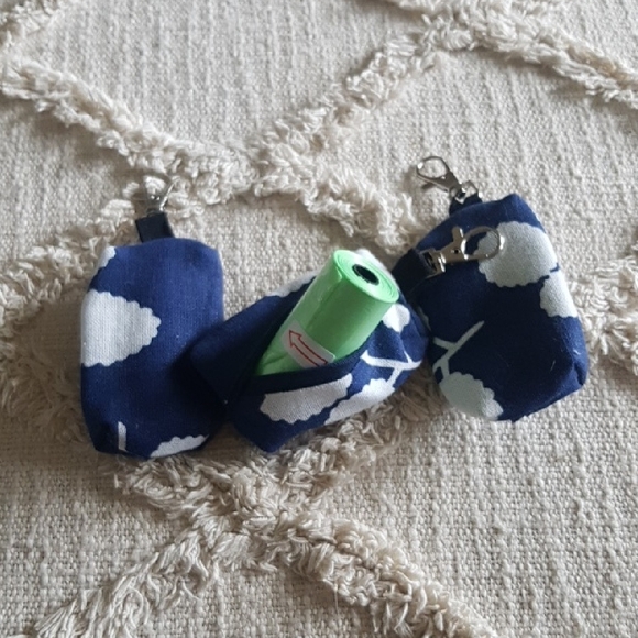 Indigo Blue Floral Print Doggy DO Doggy Poo Bag Blue Pouch Zero Waste Handmade - Picture 4 of 6